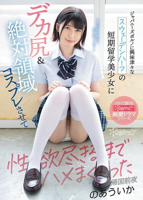 ジャパニーズポルノに興味津々なスウェーデンハーフの短期留学美少女にデカ尻&絶対領域コスプレさせて性欲尽きるまでハメまくった帰国前夜